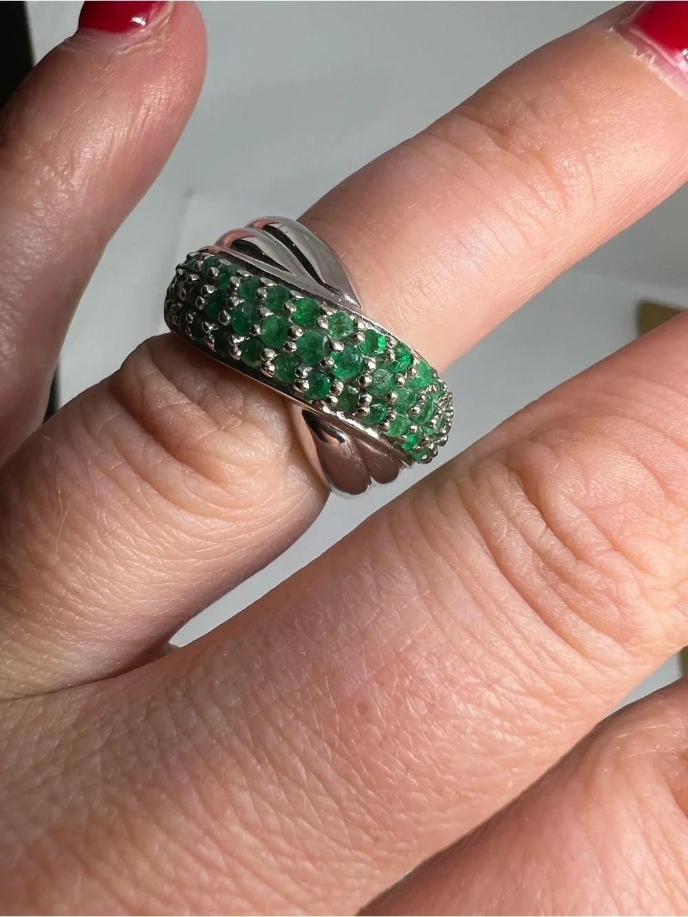 Emerald Pavè Sterling Silver Ring